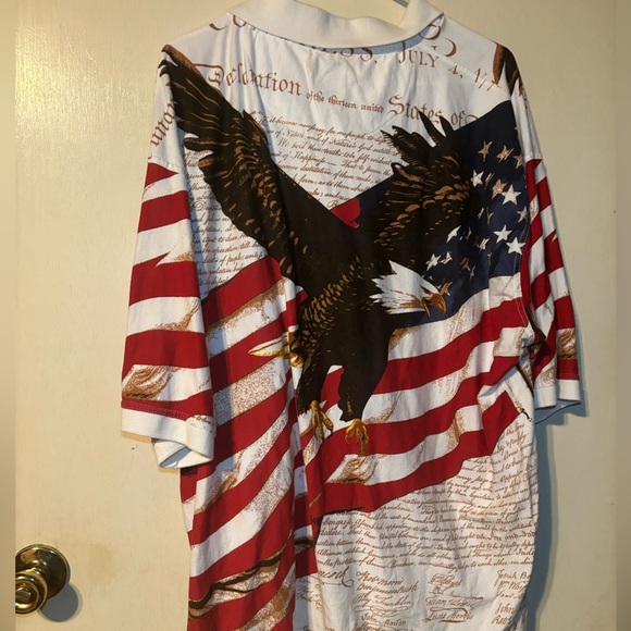 Y2K Cotton Traders Declaration of Independence Full Body America Eagle Polo - Picture 3 of 5